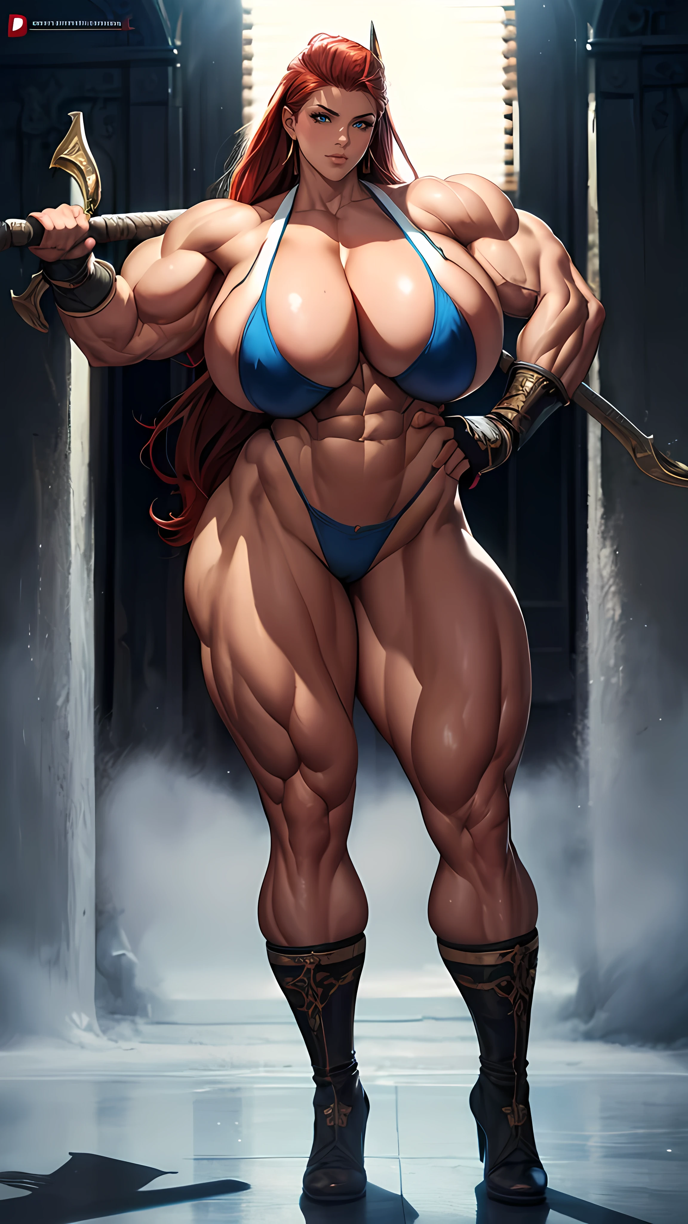 masterpiece, best quality, 8k, High detail, Action painting, Cinematic lighting, motion blur, graphic, simetria, (Full Body), Female Viking Warrior holding a heavy object with a lot of struggle, anjo alado, bela deusa, Mythical heroine, armadura dourada, capacete alado, (Massive Female bodybuilder:1.4), (Huge breasts:1.7), cowboy shot, Hasselblad, detalhes altos, anatomicamente correto, 