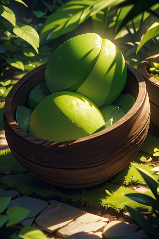 a small green egg curled up in roots, highly detailed lighting, intricate textures, volumetric lighting, depth of field, photorealistic, 4k, octane render, cinematic lighting, dramatic shadows, warm color tones, nature, closeup
