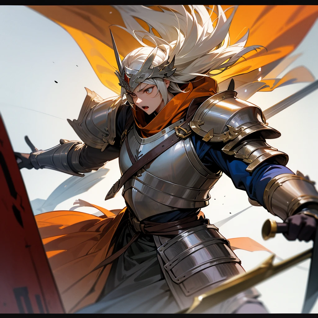 high resolution、Warrior。Brave man。Wearing armor、Large shield、Holding a sword。
Fantasy。
beautiful。Fight bravely。With a roar!
cool、At a bold angle