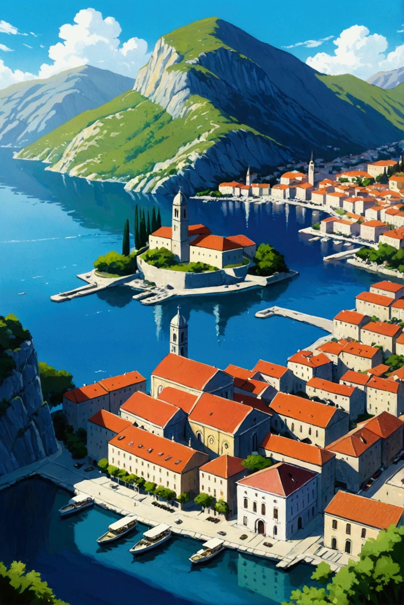 Montenegro,City of Kotor,Vision、Ghibli style