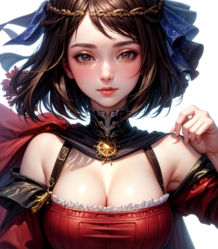 (Highest quality, masterpiece, Very detailedな, Very detailed, Exquisite, 16K,Full HD),(White Background:1.5),、Big Breasts,No text,Upper Body,serana