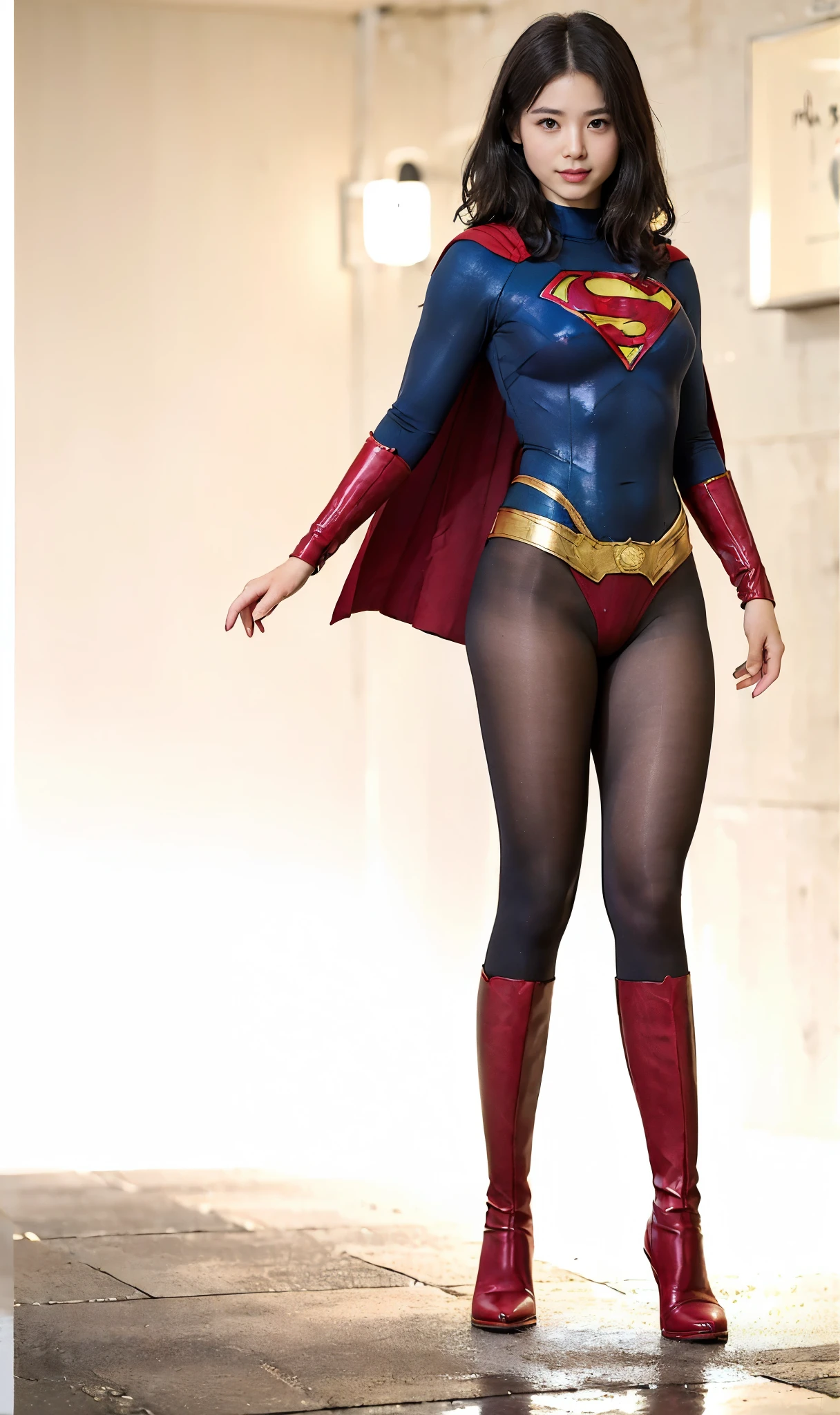 No background、(((Beautiful legs in black tights.)))、(((Legally express the beauty of your smile)))、((((Make the most of your original images)))、(((体にぴったりフィットするSupergirl Costume)))、(((Supergirl Costume)))、(((short and beautiful hair)))、(((suffering)))、(((Please wear black tights....、Wear red boots)))、((Best image quality、8k))、((Highest quality、8k、masterpiece:1.3))、(((Preserve background )))、Sharp focus:1.2、Beautiful woman with perfect figure:1.4、Slim Abs:1.2、Wet body:1.5、Highly detailed face and skin texture、8k