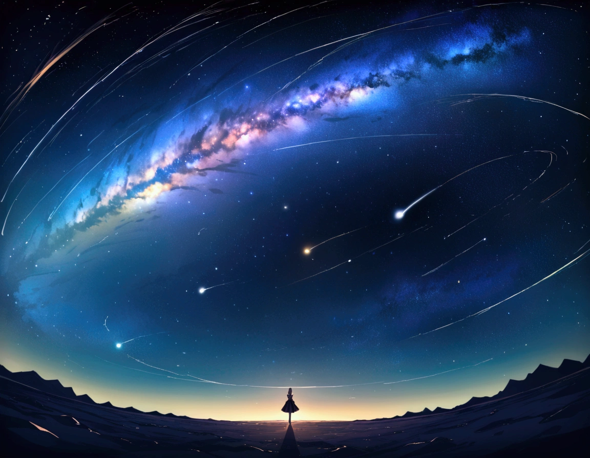 Highest quality,masterpiece,8k,(A person is floating),universe、Milky Way,wide shot ,tachi-e,hairclip