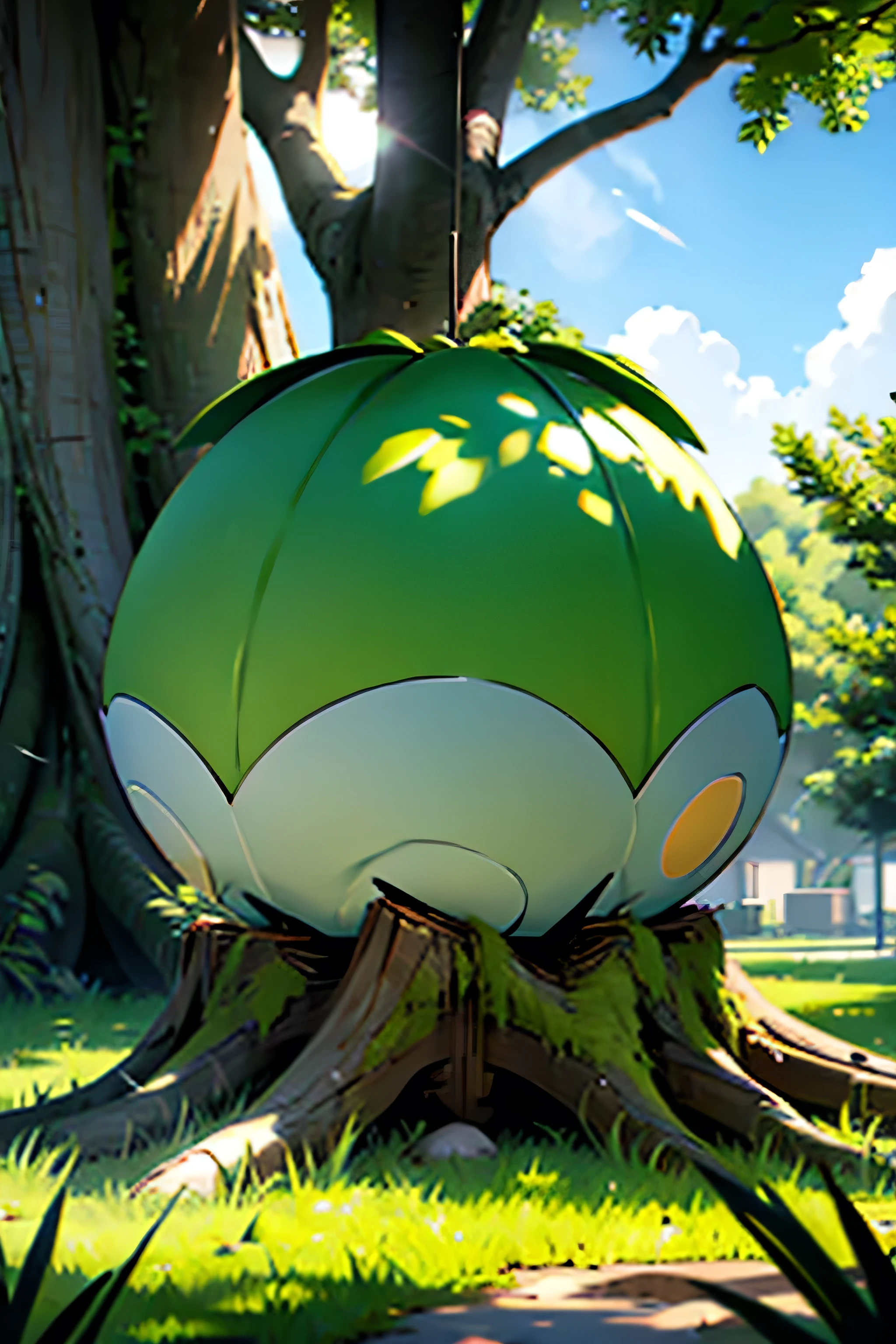 Green egg made from tree roots, ovo Pokémon