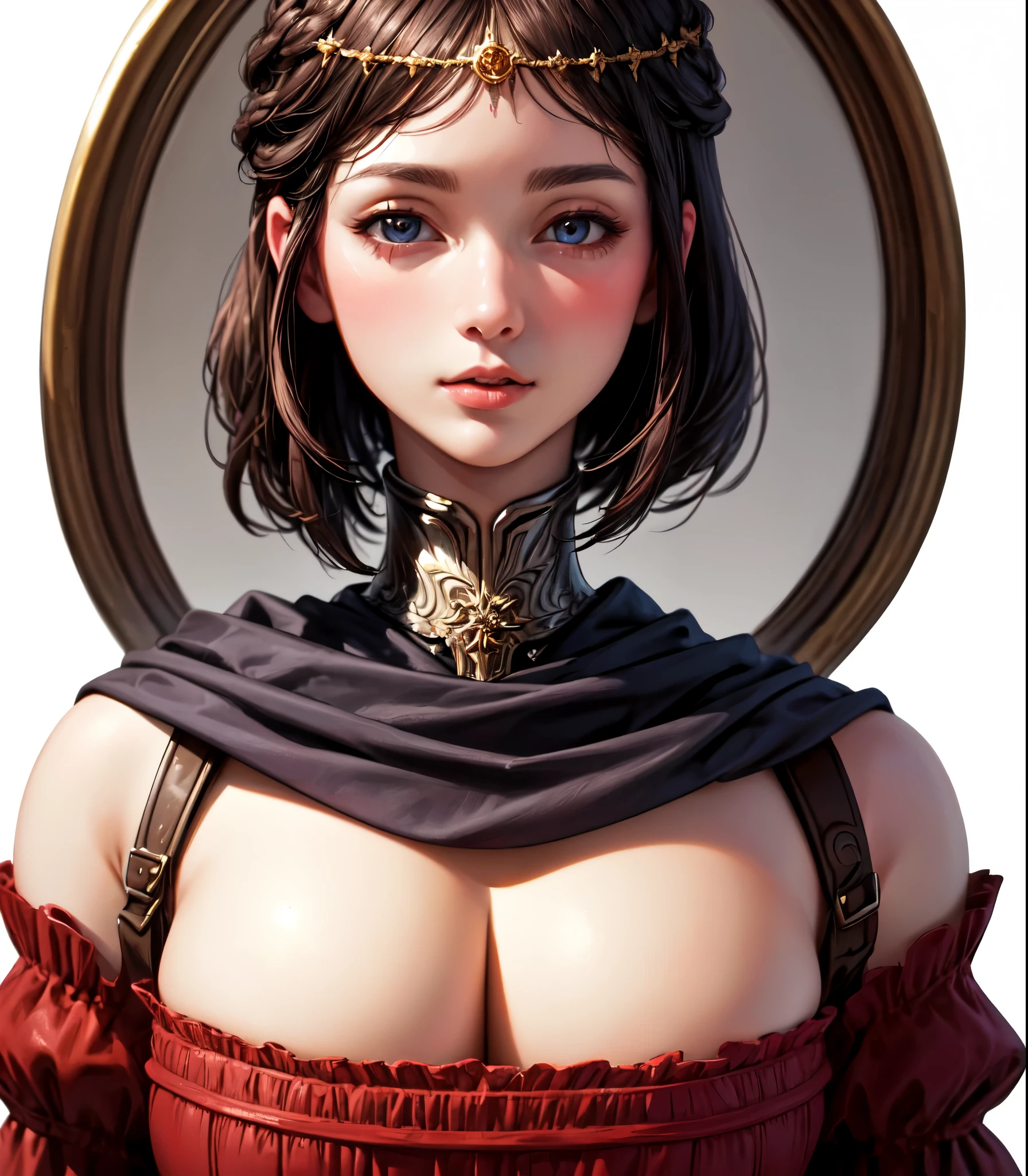 (Highest quality, masterpiece, Very detailedな, Very detailed, Exquisite, 16K,Full HD),(White Background:1.5),、Big Breasts,No text,Upper Body,serana