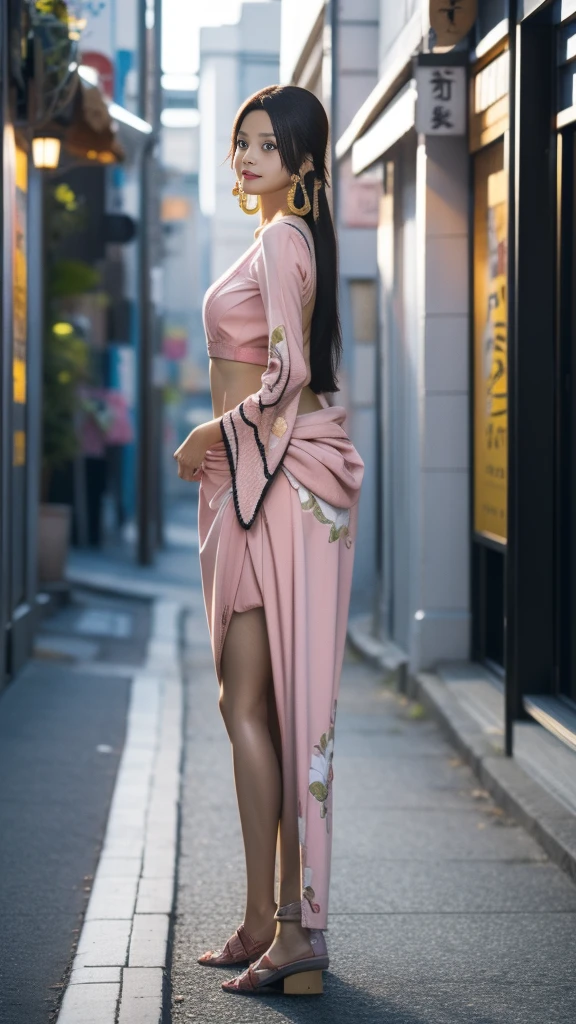 Moisturized skin, (Pink and bright eyes), (Looking down on people), Perfect body,
BREAK,
(Beautiful navel), (Side slit), (Epaulets), Cape, Crop top, Cloak,
BREAK,
(Super long hair), (Large gold and curved earrings: 1.2),
BREAK,
(((Masterpiece + Best quality + High resolution + Very detailed))), (Full body: 1.2), Symmetrical, One shot,
BREAK,
(Japanese city streets: 1.3),
BREAK,
(ONE PIECE), (Kasumi Arimura: 1.4), (Boa Hancock: 1.3), ((Large snake)),