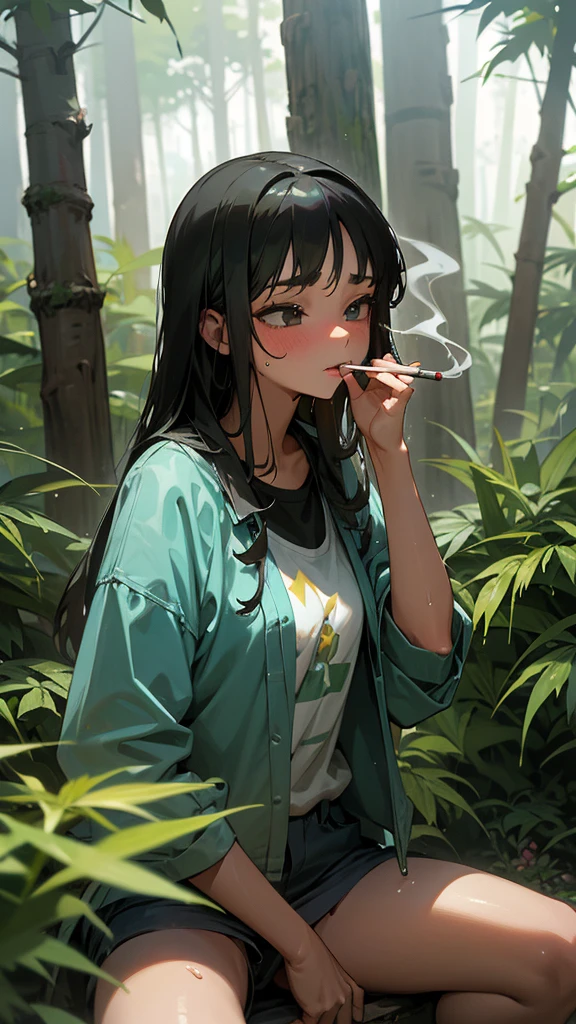   girls, in the forest , Smoking cannabis, wet their panties with desire , Sex 