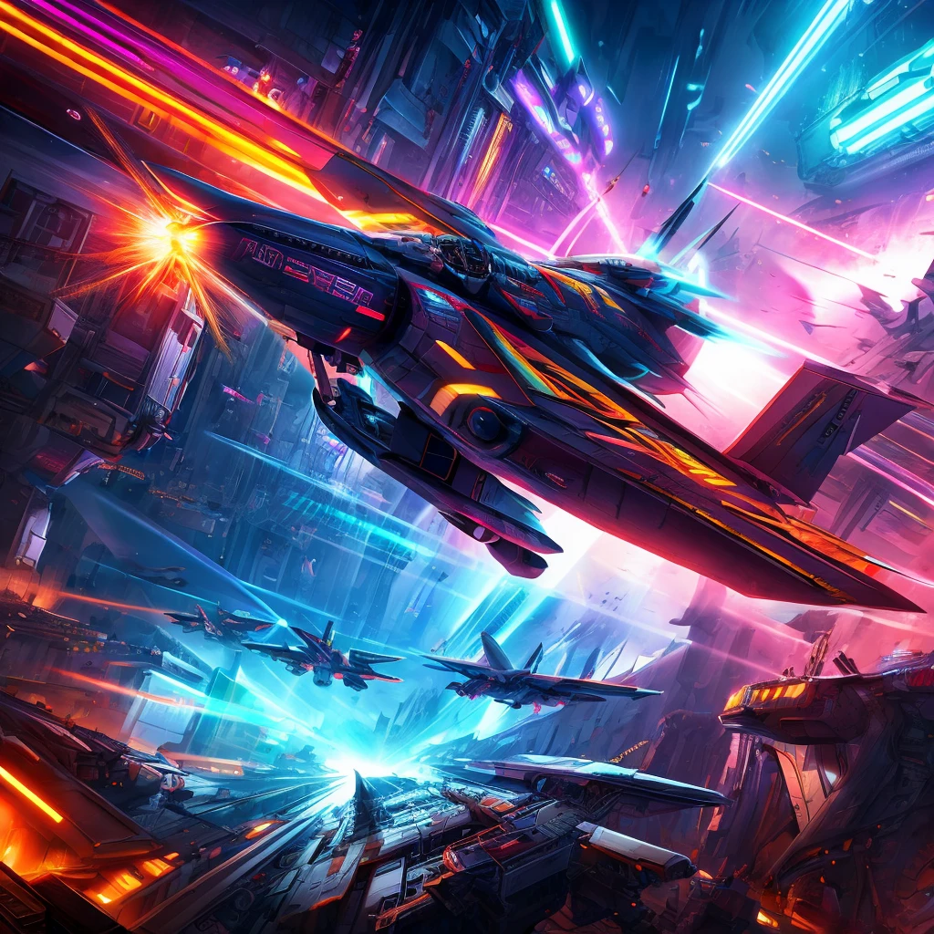 anthropomorphic cat, jet fighter,detailed mechanical design,intricate machinery,dynamic action pose,vibrant neon cyberpunk colors,dramatic lighting,cinematic composition,hyper-detailed,8k,award winning digital art