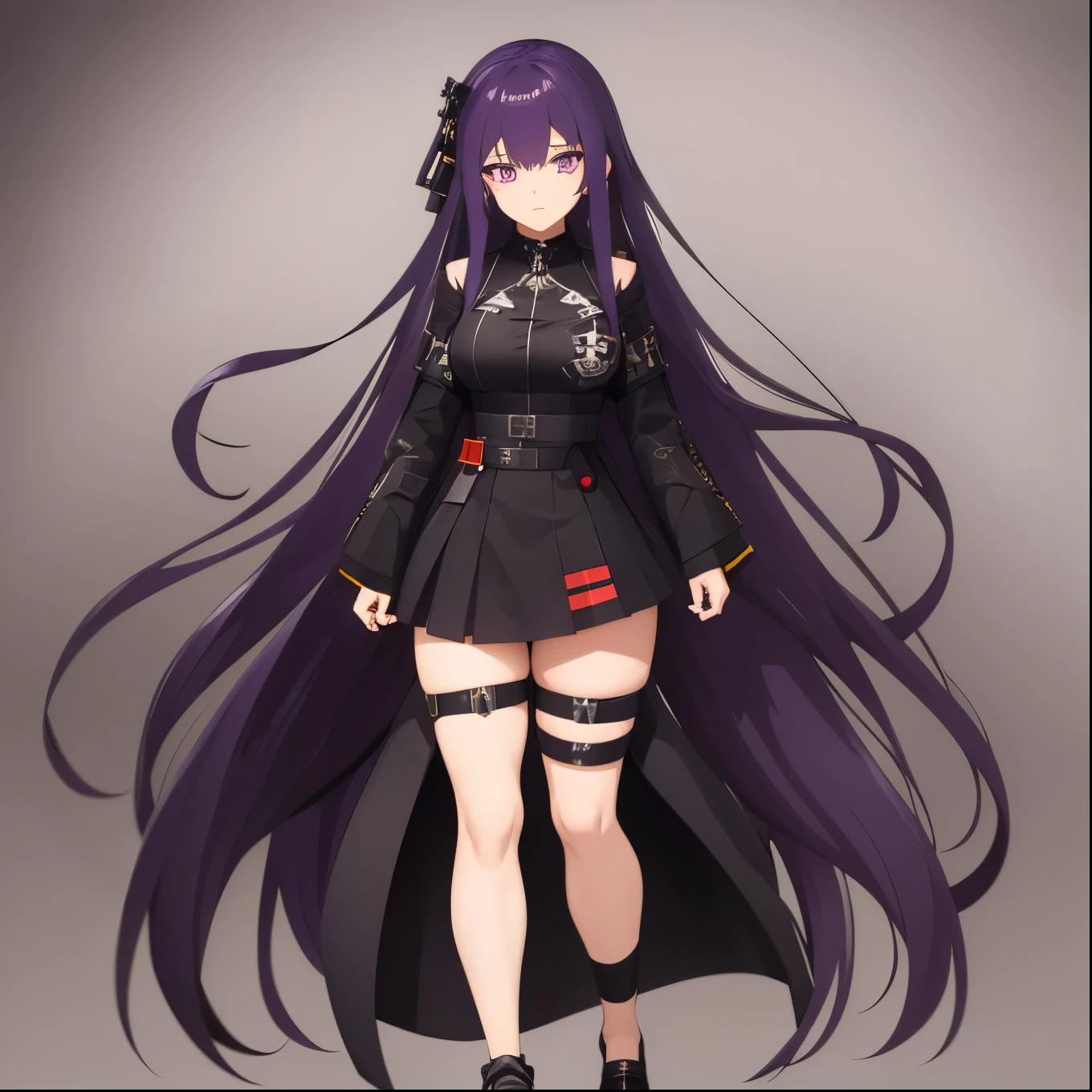 a woman with long purple hair and a black top is posing, from girls frontline, marin kitagawa fanart, fine details. girls frontline, anime girl wearing a black dress, cute anime waifu in a nice dress, gothic maiden anime girl, anime girl with long hair, girls frontline style, gapmoe yandere grimdark, guweiz, seductive anime girl