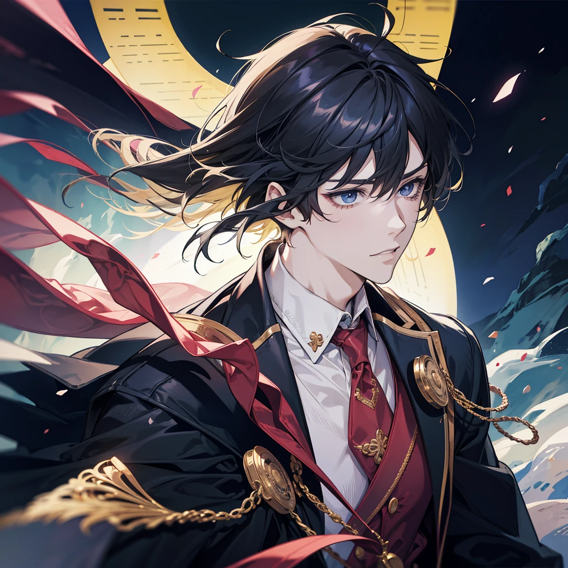 （Handsome anime male wearing graduation outfit,