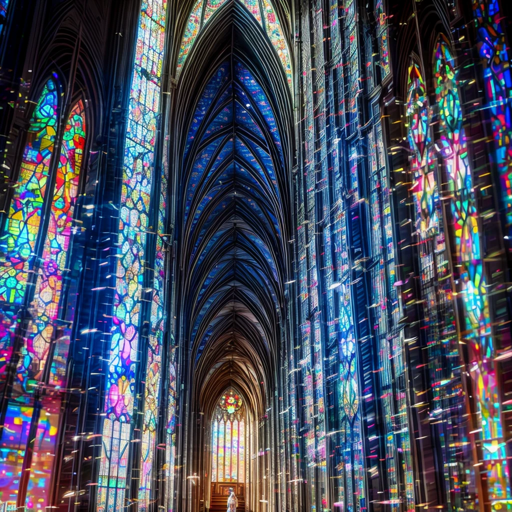  (Cathedral from below:1.28) (ZoomLayer) TopQuality 8K masterpiece of ((Professional photo)), (((Clarisse de Cagliostro))) (Detailed White WeddingDresses), Chain, (((Extremely detailed KAWAII face))) {((VeiledFace))|BlondeHair|(Elaborate BuleEyes)with(SparklingHighlights:1.28)}, The background is distant (((Elaborate stained glass))) Rainbow Glass, {(MysticSight)|EnchantingAtmosphere|Haze|(GodRays)|TyndallEffect}, Radiant PearlSkin with Transparency, (Exposed:0.39)