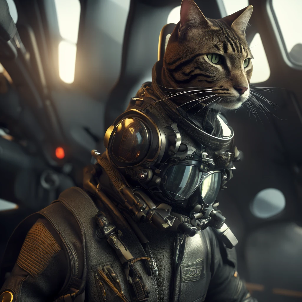 1 anthropomorphic cat pilot,1 cat pilot,extremely detailed pilot suit,highly detailed cockpit,military jet,aviator sunglasses,flight helmet,(best quality,4k,8k,highres,masterpiece:1.2),ultra-detailed,(realistic,photorealistic,photo-realistic:1.37),cinematic composition,striking dramatic pose,dynamic action scene,vibrant colors,volumetric lighting,depth of field,dramatic shadows