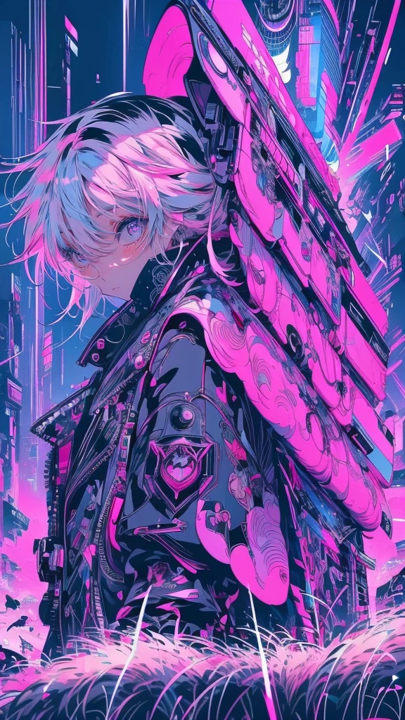 Anime guy with pink hair and blue eyes wearing a black jacket, Amazing anime 8k, Anime Shōnen, Spectacular anime style, Anime Aesthetics, Best anime 4k konachan wallpaper, Anime Cyberpunk art, Anime atmosphere, trigger anime art style, Anime Style, Anime Style 4k, Anime Cyberpunk, Anime Wallpaper, High quality anime art style, Style Anime