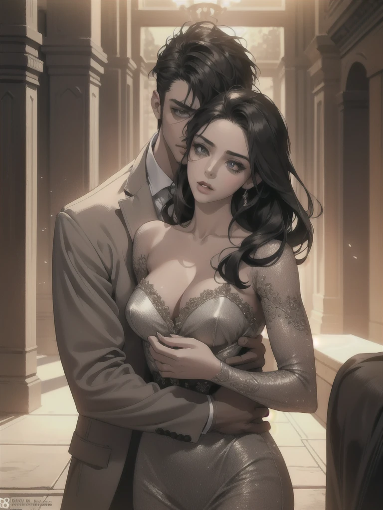 A romantic couple, a man and woman embracing, attractive woman with beautiful detailed eyes, lips, and face, attractive man with perfect body anatomy, highly detailed, hyper realistic, masterpiece, 8K, super detailing, Precise, Best quality, HD, high resolution, cinematic lighting, depth of field, light and shade contrast, photorealistic, professional photography