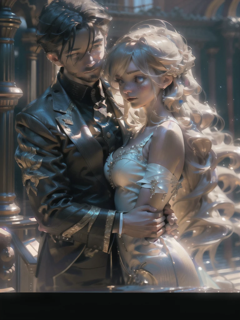 A romantic couple, a man and woman embracing, attractive woman with beautiful detailed eyes, lips, and face, attractive man with perfect body anatomy, highly detailed, hyper realistic, masterpiece, 8K, super detailing, Precise, Best quality, HD, high resolution, cinematic lighting, depth of field, light and shade contrast, photorealistic, professional photography