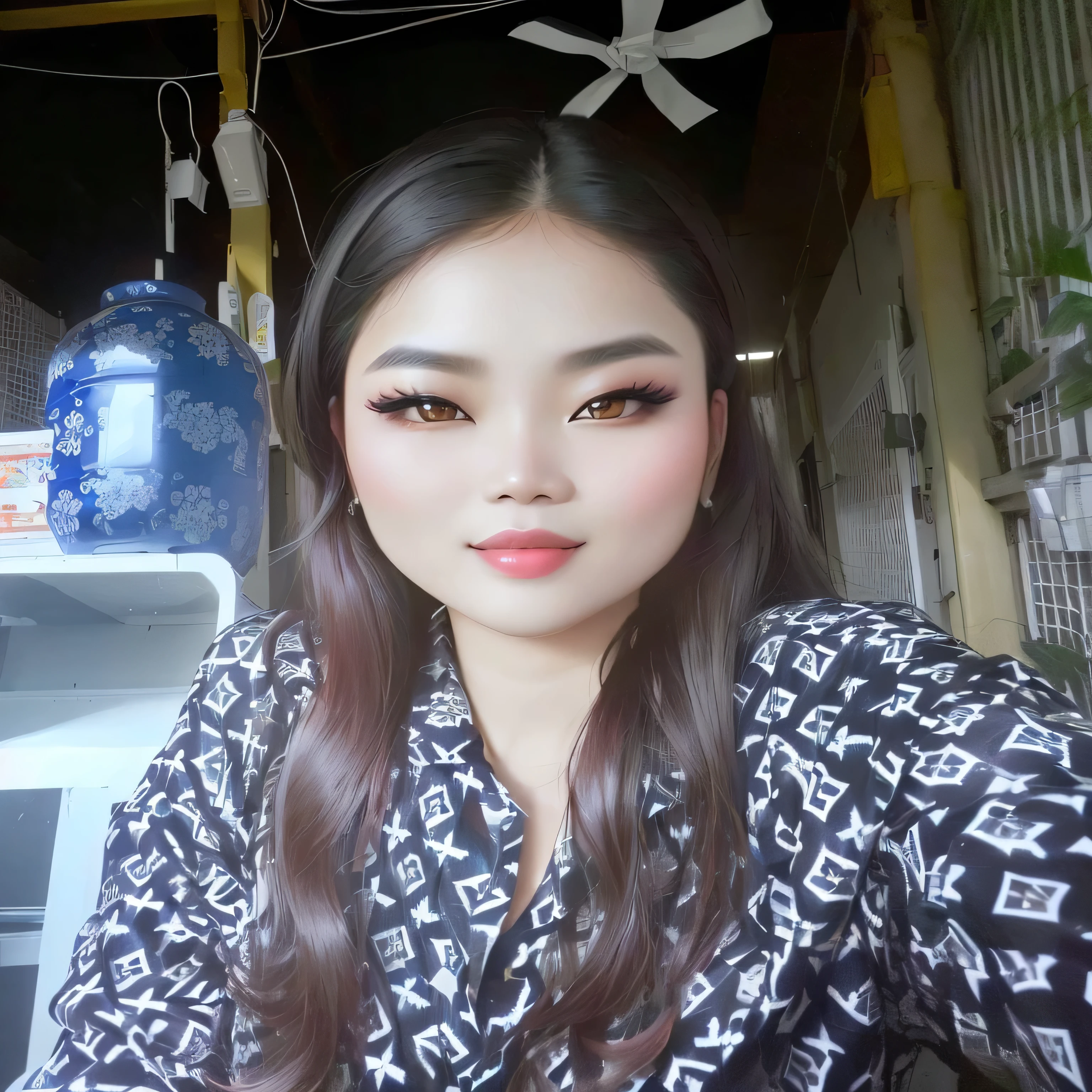 there is a woman that is posing for a picture in a black and white shirt, nivanh chanthara, south east asian with round face, 3 0 years old woman, dang my linh, 30 years old woman, thawan duchanee, an asian woman, in style of lam manh, vietnamese woman, full makup