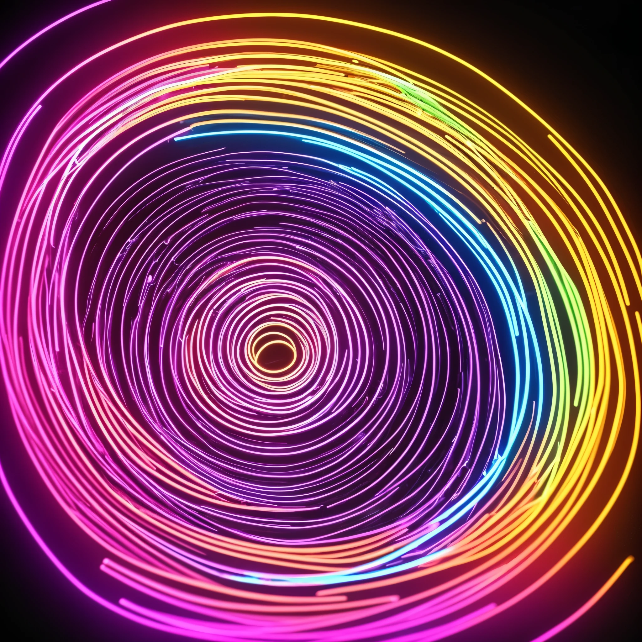 a close up of a neon ring on a black background, an album cover by Jan Rustem, flickr, holography, a glowing halo, purple and blue neon, neon rim light, glowing halo, iridiscent rim light, neon circles, symmetrical neon rim light, purple and pink and blue neons, purple and blue neons, luminous halo