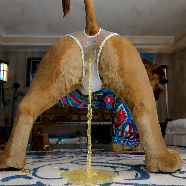 (((solo))), ((((((feral lion, wearing panties, lion tail, raised tail)))))), (((((butt focus, bedroom, excessive urine, dirty pantie, wet panties, see through white panties))))), wide hips, legs wide spread, wide shot, close-up, Wide-Angle, masterpiece, high details, high quality, best quality, highres, HD