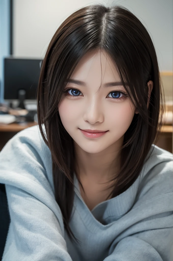 sunrong, sun rong, long hair, black hair, hair ornament, black eyes, smile,
BREAK Tシャツ, ショートパンツ, kneehighs,
BREAK looking at viewer, (cowboy shot),
BREAK indoors, office
BREAK (masterpiece:1.2), best quality, high resolution, unity 8k wallpaper, (illustration:0.8), (beautiful detailed eyes:1.6), extremely detailed face, perfect lighting, extremely detailed CG, (perfect hands, perfect anatomy),