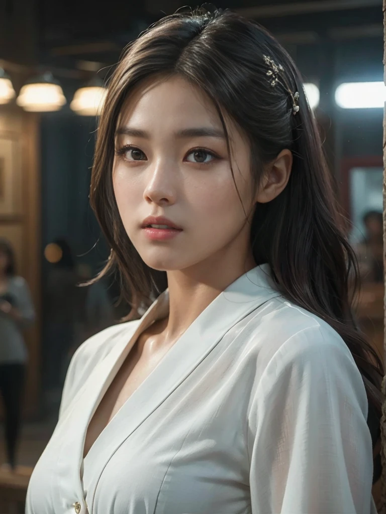 Seolhyun, cinematic, epic realism, 8k, highly detailed, beautiful detailed eyes, beautiful detailed lips, extremely detailed eyes and face, long eyelashes, photorealistic, portrait, dramatic lighting, hyper realistic, chiaroscuro, oil painting, volumetric lighting, dynamic pose, intricate details, atmospheric, vibrant colors, moody, cinematic composition, dramatic shadows, natural skin tones