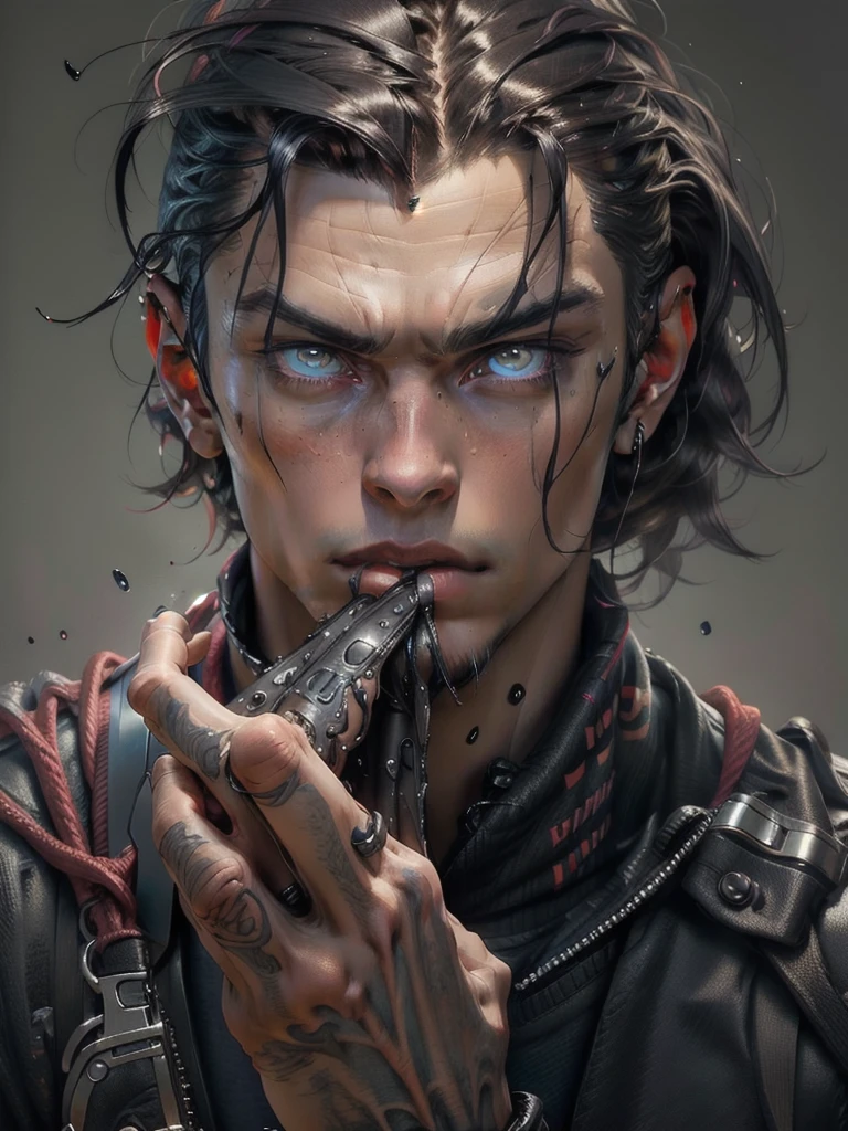 attractive young man, handsome young man, perfect body anatomy, detailed expressive eyes, highly detailed, masterpiece, 8K, super detailing, Precise, Best quality, HD, high resolution, cinematic lighting, light and shade contrast, Anatomically Correct, Hair Pulled Back,