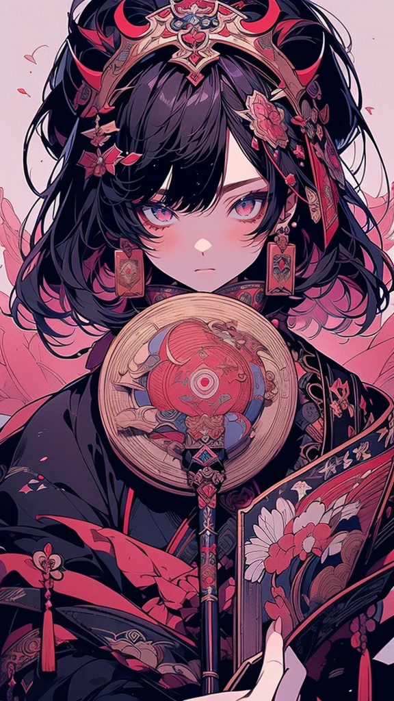 anime girl with a fan and a fan in her hand, onmyoji detailed art, palace ， a girl in hanfu, anime fantasy illustration, onmyoji portrait, korean art nouveau anime, a beautiful fantasy empress, high detailed official artwork, ancient chinese princess, digital anime illustration, a beautiful artwork illustration, onmyoji, detailed painting 4 k