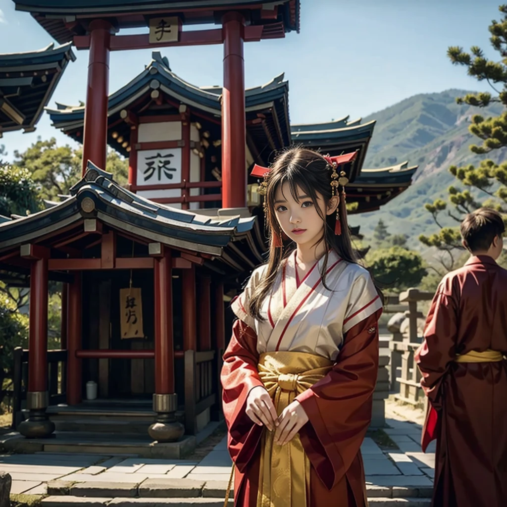 A gorgeous shrine maiden costume that catches everyone's attention