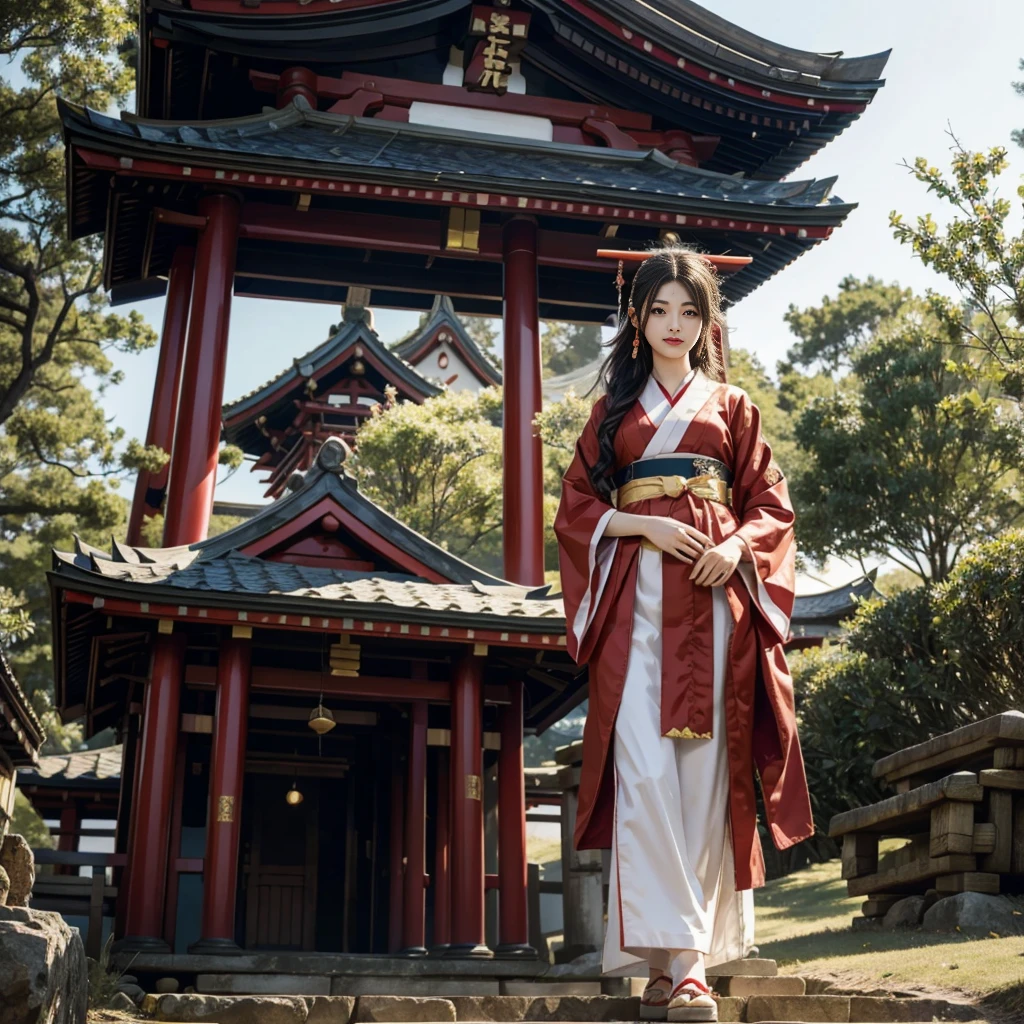 A gorgeous shrine maiden costume that catches everyone's attention