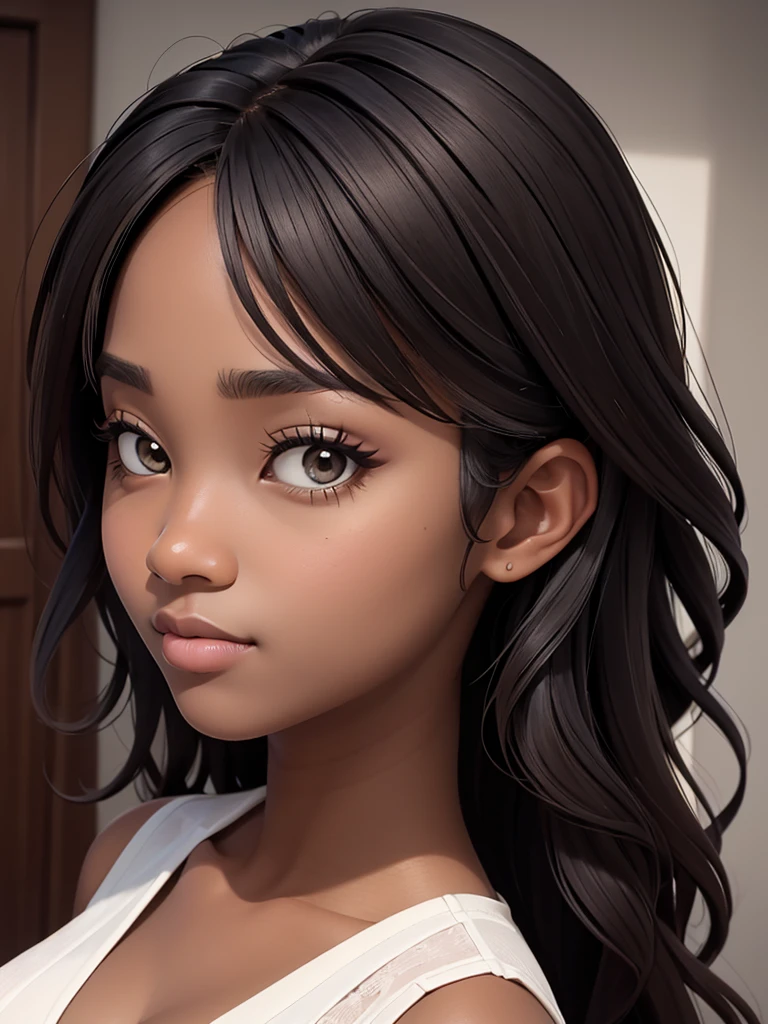 (masterpiece, best quality), deep ebony 1girl, beautiful face, wavy hair