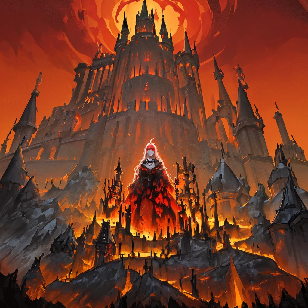 
Create a Kingdom made of pure Gold from Hell, a Huge menacing castle made of gold in the center, Crimson red sky, Dark clouds, Red Thunder, Withered trees, Dead skeletons, Birds eye view, Hellish landscape,