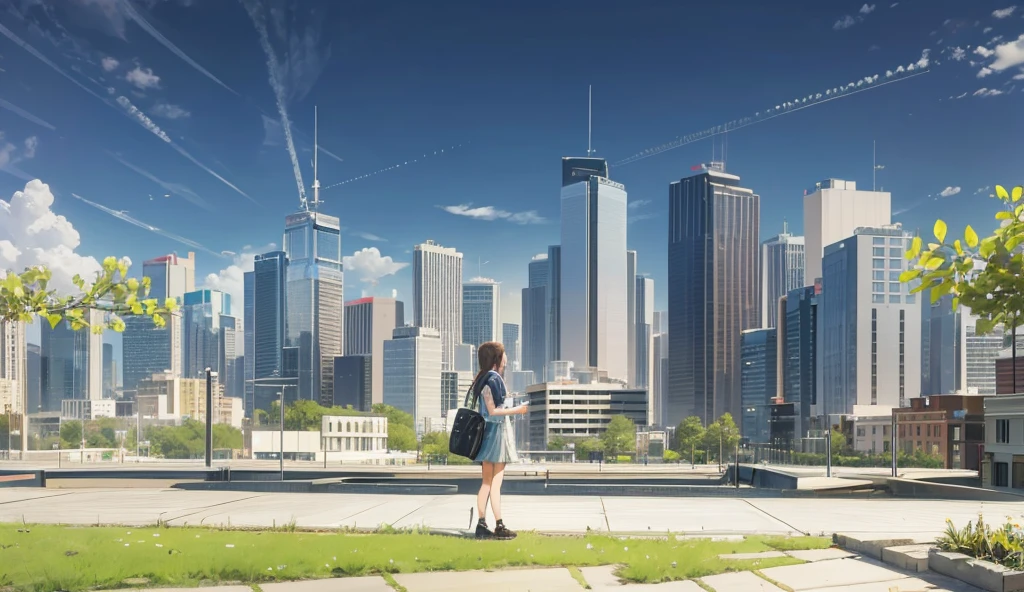 The scene is,High-rise buildings in the center of a big city,