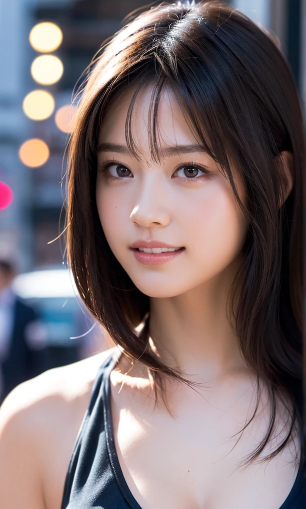 realistic, high quality, a bikini girl walking on street, Detailed iridescent bodysuit with beautiful fractal or marble design:1.5, cleavage, beautiful face, beautiful lips, golden long hair, high quality, insane details, professional lighting, cool pose, cinematic, 8k wallpaper, smiling, sharp