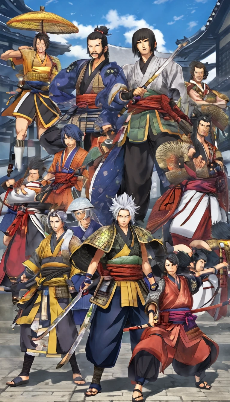 Ranmaru Mori&#39;s family illustration。Everyone in the Mori family gathered、Serving Nobunaga。Traditional Japanese house in the background。
Sengoku Warlords