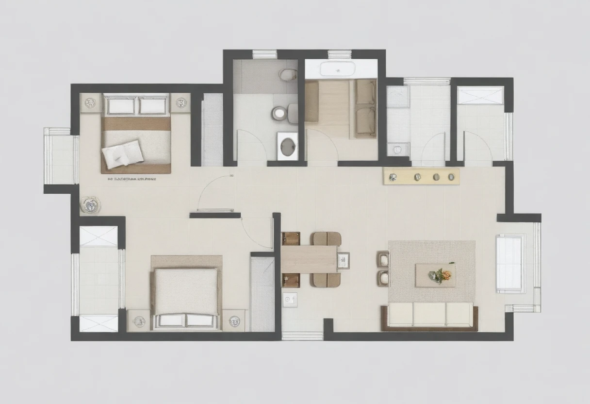 a drawing of a plan of a small apartment with a kitchen and living room, apartment design, architectural plan, floor plan, plan drawing, layout, flat 2 d, fancy apartment, house interior, architectural plans, single floor, architectural planning, building plans, 2 d autocad, black and white scheme, autocad, residential design, apartment set in the near future