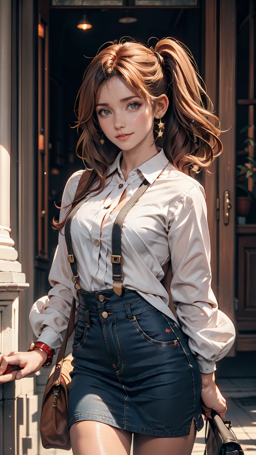(masterpiece, Highest quality:1.2), Cowboy Shot, alone, One girl, Cheryl&#39;s name, smile, Mouth closed, View your viewers, Strapless Dress, corset, Layered skirt, Knee socks, Exposing shoulders, universe, star (null)、24-year-old woman、Sexy proportionature female body、Sexy proportionakeup、Lips with red lipstick、Textured skin((textured skin))、smile、Narrow waist
