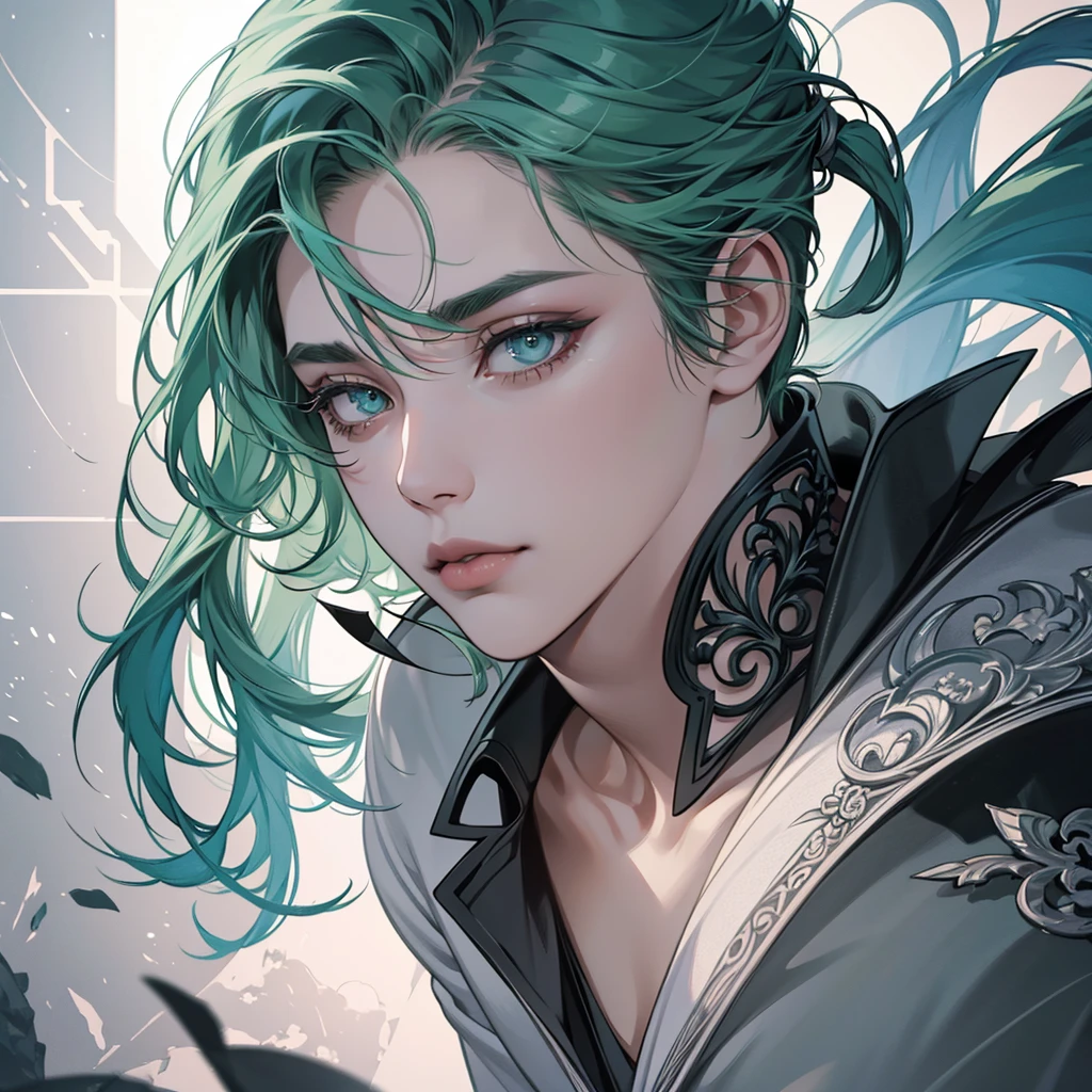 hA full-length, 1 handsome roronoa zoro, manly , handsome,, filigree, reflective eyes, gray eye, green hair, white eyelash, rim lighting, lights, detailed eyes. magic, surreal, fantasy, digital art, wlop, artgerm and james jean, ultra hd, realistic, vivid colors, highly detailed, UHD drawing, pen and ink, perfect composition, beautiful detailed intricate insanely detailed octane render trending on artstation, 8k artistic photography, photorealistic concept art, soft natural volumetric cinematic perfect light, sf, intricate artwork masterpiece, ominous, smooth shadows, eerie seduction, silver moonlight rendered, bold contrasts. fine light, masterpiece, super detail, epic composition, ultra HD, high quality, 32k