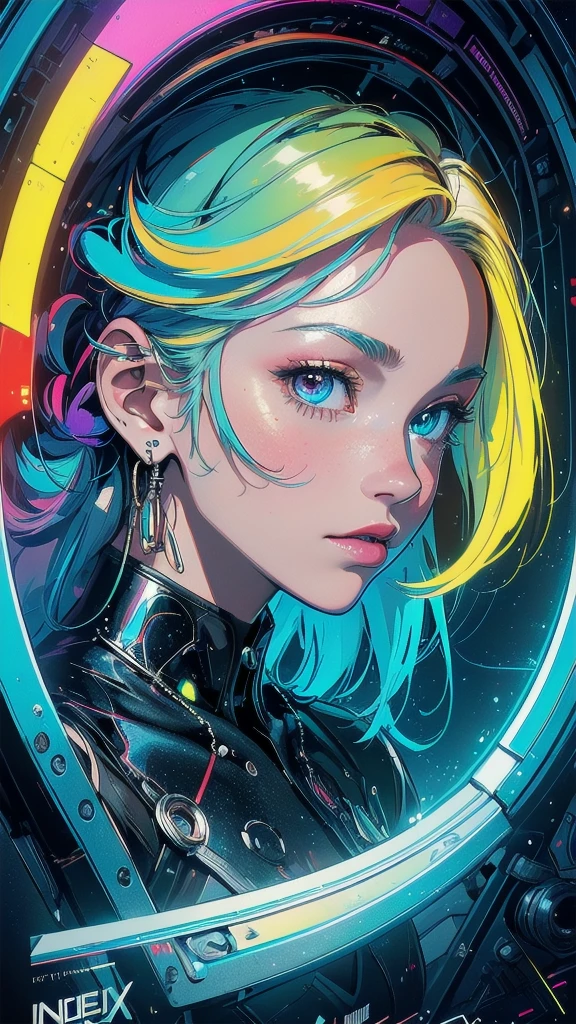 (((masterpiece, highest quality))),(((solo:1.2))),(((1girl:1.2))),32k wallpaper, very detailed, poster, vintage science fiction,(((((geometric cinematic movie poster))))), ((bauhaus)),(shape),(((abstract))),(mid century modern),movie poster,(((((portfolio))))),(((((Close-up))))),(((((bust up))))),((((more various angle)))),(((highlight))),Vast landscape,((((heterochromia)))),(((complete. detailed face))),(((Extremely talented))),(((most complecated machine))),(Colorful color scheme),(reflection neon light)