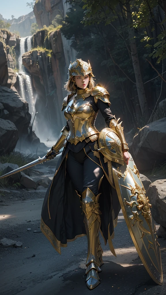 create an image of the most resistant armor of all, it shines resplendently, a strong, resistant, shiny material that frightens anyone who sees it, a helmet, a shoulder pad, a breastplate, a resplendent armor, spiritually brilliant, like a fire shining, shining brighter than the sunlight shining shining brighter than the sunlight