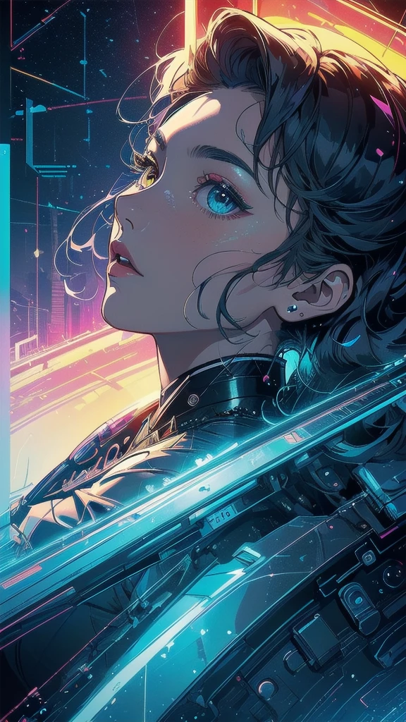 (((masterpiece, highest quality))),(((solo:1.2))),(((1girl:1.2))),32k wallpaper, very detailed, poster, vintage science fiction,(((((geometric cinematic movie poster))))), ((bauhaus)),(shape),(((abstract))),(mid century modern),movie poster,(((((portfolio))))),(((((Close-up))))),(((((bust up))))),((((more various angle)))),(((highlight))),Vast landscape,((((heterochromia)))),(((complete. detailed face))),(((Extremely talented))),(((most complecated machine))),(Colorful color scheme),(reflection neon light)