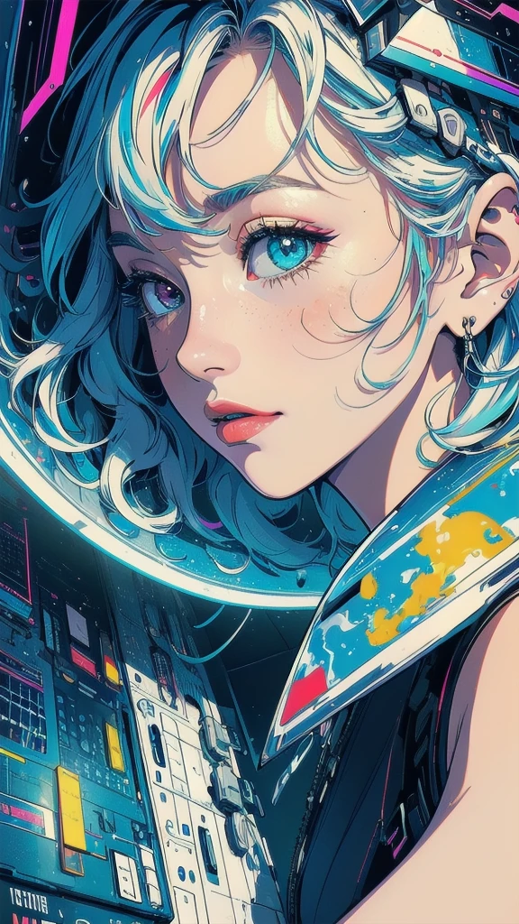 (((masterpiece, highest quality))),(((solo:1.2))),(((1girl:1.2))),32k wallpaper, very detailed, poster, vintage science fiction,(((((geometric cinematic movie poster))))), ((bauhaus)),(shape),(((abstract))),(mid century modern),movie poster,(((((portfolio))))),(((((Close-up))))),(((((bust up))))),((((more various angle)))),(((highlight))),Vast landscape,((((heterochromia)))),(((complete. detailed face))),(((Extremely talented))),(((most complecated machine))),(Colorful color scheme),(reflection neon light)