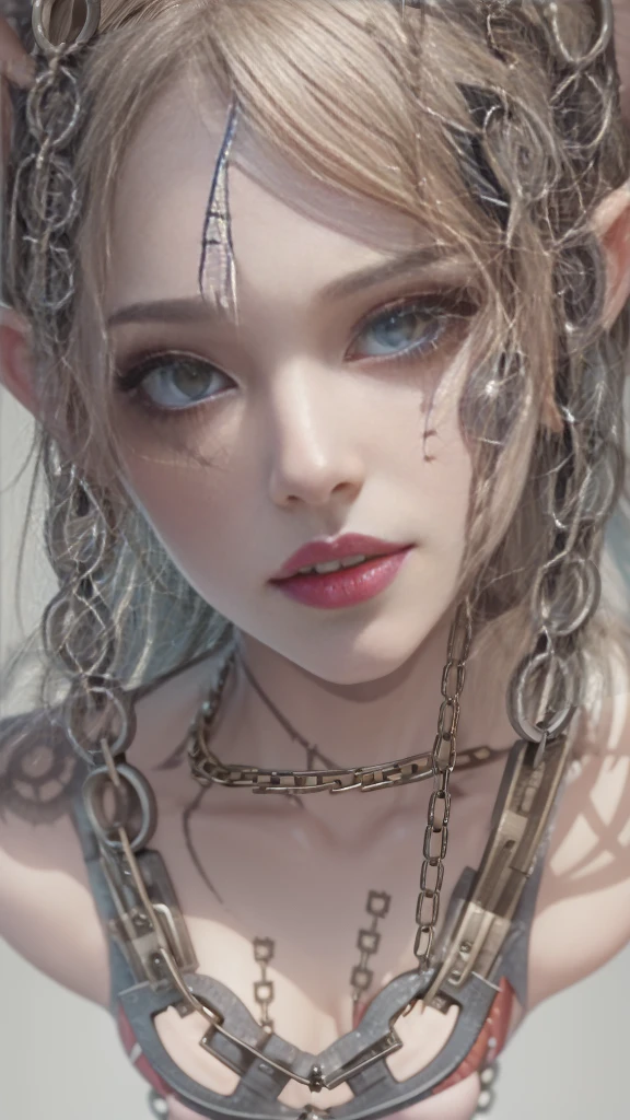 (32K:1.5, Dark fantasy:1.4, Highest quality, masterpiece, Ultra-high resolution), Perfect dynamic composition:1.3, Horror Portrait:1.4, chaos, darkness, Dark Demon World:1.3, (Detailed tattoos on the whole body:1.4, wearing exquisite jewelry:1.4), Very detailedな肌と顔の質感:1.3, Very accurate, Very detailed, (Cute and sexy succubus demon with big wings:1.3, Incredibly slim body:1.3, beautifully、beautiful:1.3), Prisoner, slave, Horn, Fair skin, Sensual posture, (How to properly dress badly torn clothing:1.3), Medium chest, (Big eyes that exude beautiful eroticism:0.4, Her expression when she felt intense caresses:1.0, Please open your mouth a little, lipstick, Feel the beautiful eroticism:0.9, Too sexy and cute:0.7, charm的な:0.7), ((torture:1.5, Lots of chains:1.6, Countless chains tangled in clothes:1.6, Chain your right arm:1.5, Chain the left arm:1.5, The right leg is bound with a shackle and chain:1.5, The left leg is bound with a shackle and chain:1.5)), Super long blonde curly hair, Earrings, necklace, bracelet, romantic, mysterious, elegant, Object of admiration, original, dramatic, artistic, Innovative, charm, Heartful, Fancy, sense of openness, sense of cleanliness, special, exciting, Extreme, Tilt, sense of loss, sorrow, sorrowの表現, (((大人のcharm, 女性的なcharm)))