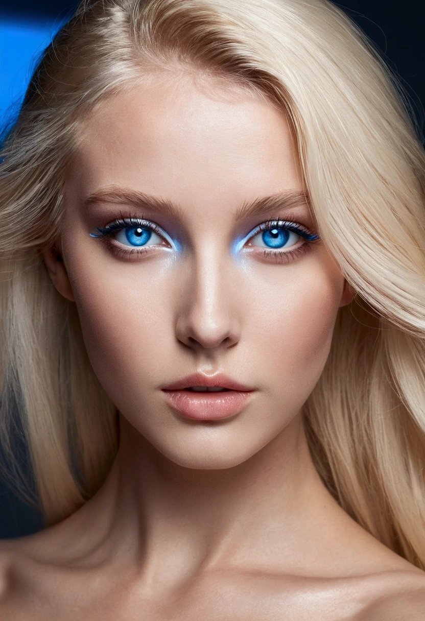 Blonde girl blue eyes naked