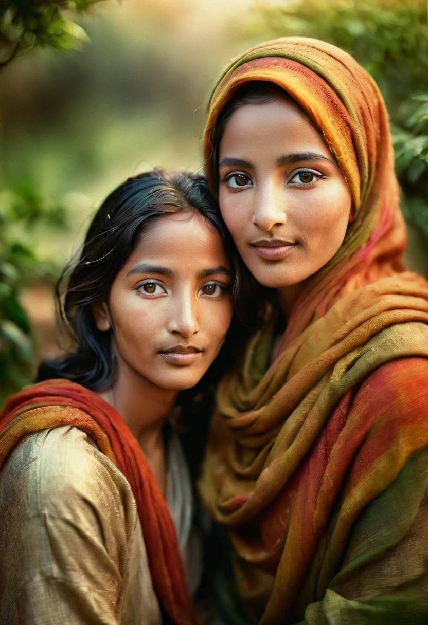 A woman in a pink hijab and black athletic wear sits with a gentle smile, her eyes sparkling with warmth and a hint of mischief. The soft sunlight casts a warm glow on her face, highlighting the delicate lines around her eyes.

[Photorealistic portrait, soft lighting, warm color palette, shallow depth of field, focus on the woman's eyes and smile], [Inspired by the work of Annie Leibovitz and Steve McCurry, capturing the essence of human connection and beauty], [Natural background with blurred greenery, soft focus, warm tones, subtle textures, high-quality rendering]