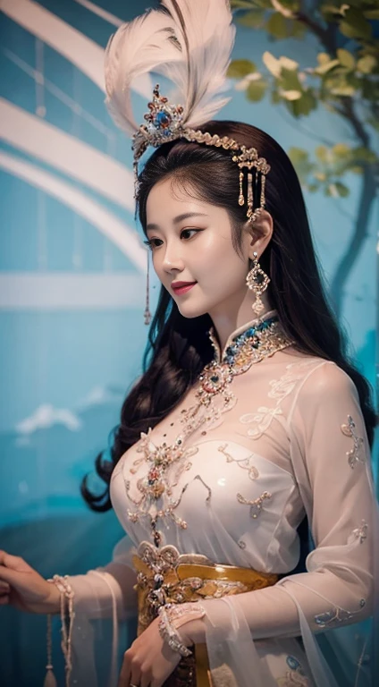 masterpiece, best quality, 1 girl, solitary, ((aldult)),(Huge breasts), Long hair,(Siamese transparent black silk),Happy, Looking at the audience, (precise、Perfect face shape:1.3),(Beautiful five fingers),(Crotch front display),Ultra HD,Ray Tracing,,reflected light, Correct structure,The award-winning,High Detail,Reduce shadow contrast,Facial lighting ,Cinema Lighting,masterpiece,Super Detail,high quality,High Detail, best quality,16K,High contrast,Close-up of woman, Queen of the Sea Mu Yanling, A young woman playing, Chinese Empress, yun ling, song nan li, , gujian, Peking Opera, zhao yun, Chinese Princess
