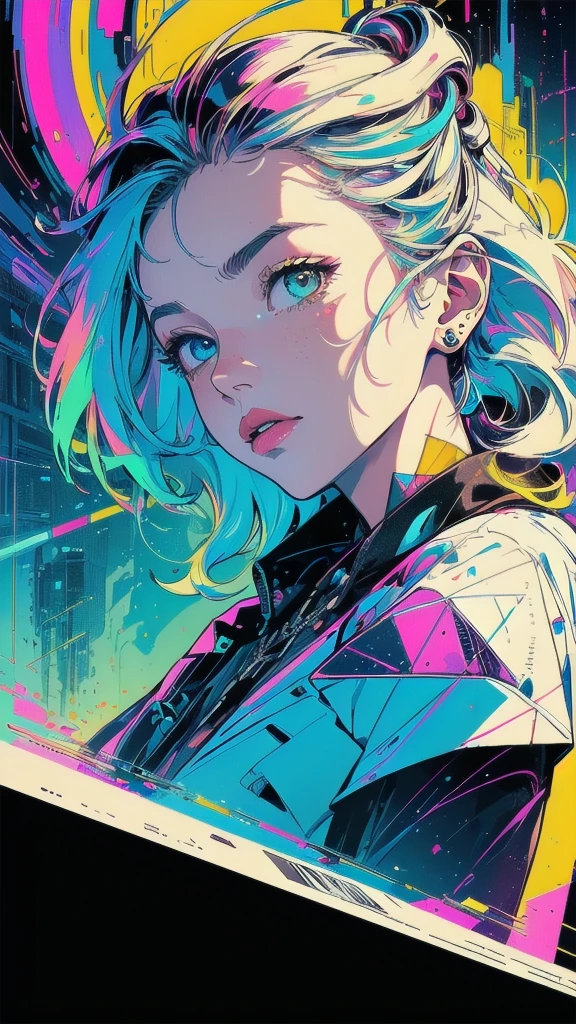 (((masterpiece, highest quality))),(((solo:1.2))),(((1girl:1.2))),32k wallpaper, very detailed, poster, vintage science fiction,(((((geometric cinematic movie poster))))), ((bauhaus)),(shape),(((abstract))),(mid century modern),movie poster,(((((portfolio))))),(((((Close-up))))),(((((bust up))))),((((more various angle)))),(((highlight))),Vast landscape,((((heterochromia)))),(((complete. detailed face))),(((Extremely talented))),(((most complecated machine))),(Colorful color scheme),(reflection neon light)