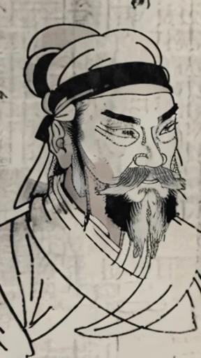 (((Monochrome)))、(((Ink Painting)))、((Line art))、Ancient Chinese man in armor、(Ancient Chinese hairstyle for men in white knitted hat)、As seen in the Romance of the Three Kingdoms々military commander、Highest quality、masterpiece、Ultra-high resolution、(Realistic:1.4)、Game Poster、Crisp and beautiful image quality、Embroidered cloth wrapped around a topknot、whole body , (Very detailed, bloom:1.5), (analog:1.2),  (Dynamic Short Hair),Dark Eyes、