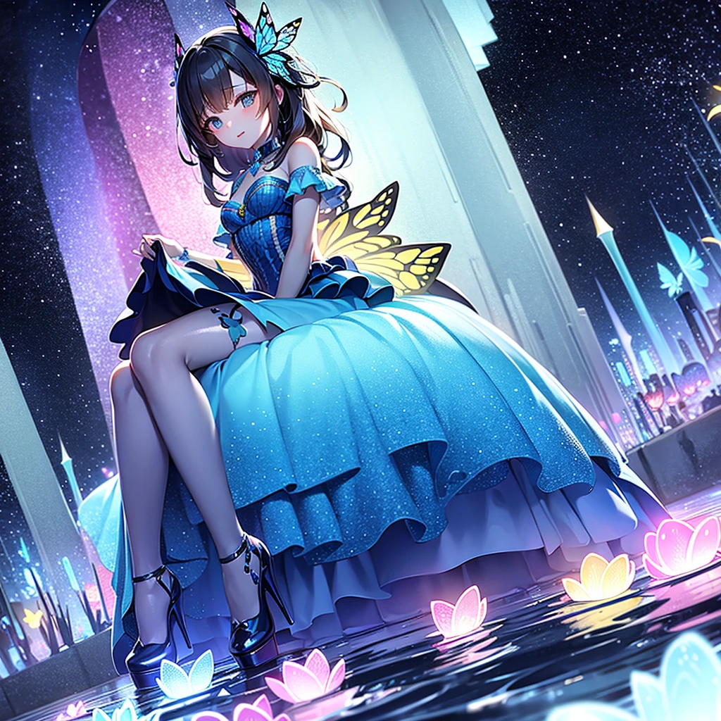 （Glowing flower garden) starry sky aurora Fantastic (Glowing butterfly) （sit）