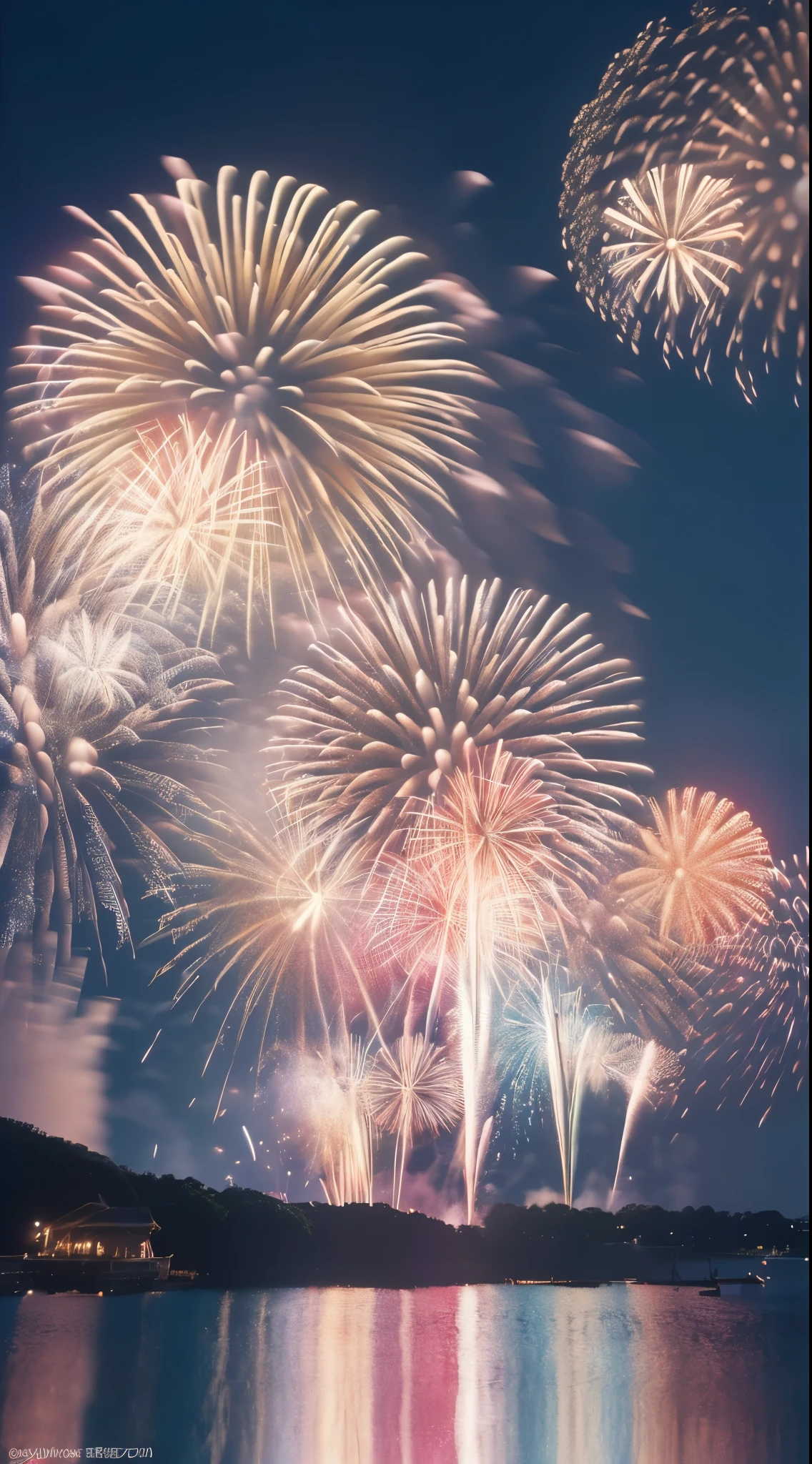 (((Masterpiece,Highest quality,Highest quality,8k,16K)),((Ultra-high resolution,Super detailed))),Japanese,beautiful girl,sexy,glamorous,Golden Ratio Style,Bikini,Night Pool,Fireworks display,Fireworks、((屋外プールにて夏祭りのメインイベントであるFireworks displayのFireworksを背景にしたスナップ写真)),