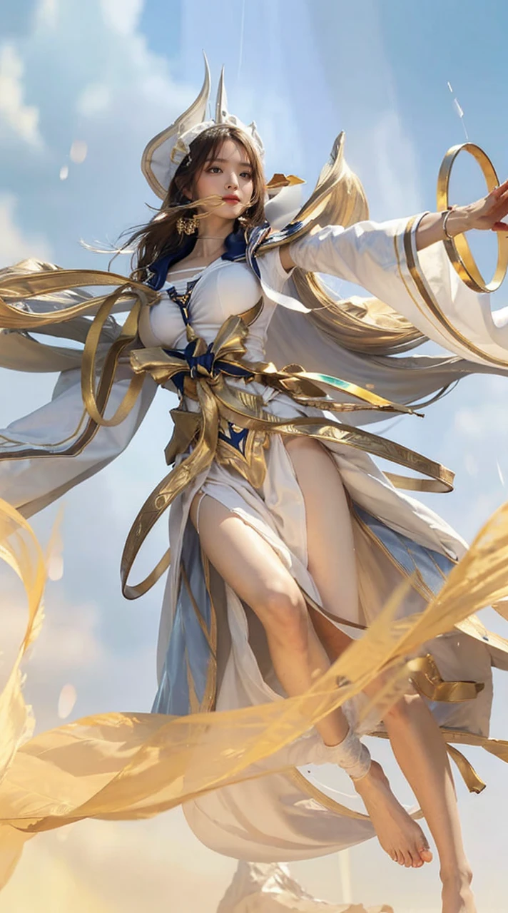 (very huge round breasts:1.5), (white bronze hair:1.3), (anatomically correct:1.3), (lying on back:1.3), (sailor uniform:1.5), extremely delicate and beautiful, masterpiece, Best Quality, ultra high resolution, 16k, hyperrealistic, ultra-detailed, Very detailed CG 8k wallpaper, Beautiful Lighting, Perfect Lightning, Realistic Shadows, super Detailed shiny skin, perfect figure, Latino, late 20s, Slim body, Slim abdomen, very small head, handsome detailed woman, very detailed eyes and face, realistic face proportions, Stunning detailed eyes, Realistic beautiful face, very small face, Realistic small beautiful eyes, double eyelids, makeup, tearful mole, mole on chest, earring, short wavy hair, cleavage, bare legs, Soft midriff, Fine Collarbone, beautiful and very thin legs, beautiful and very thin thighs, off-shoulder,