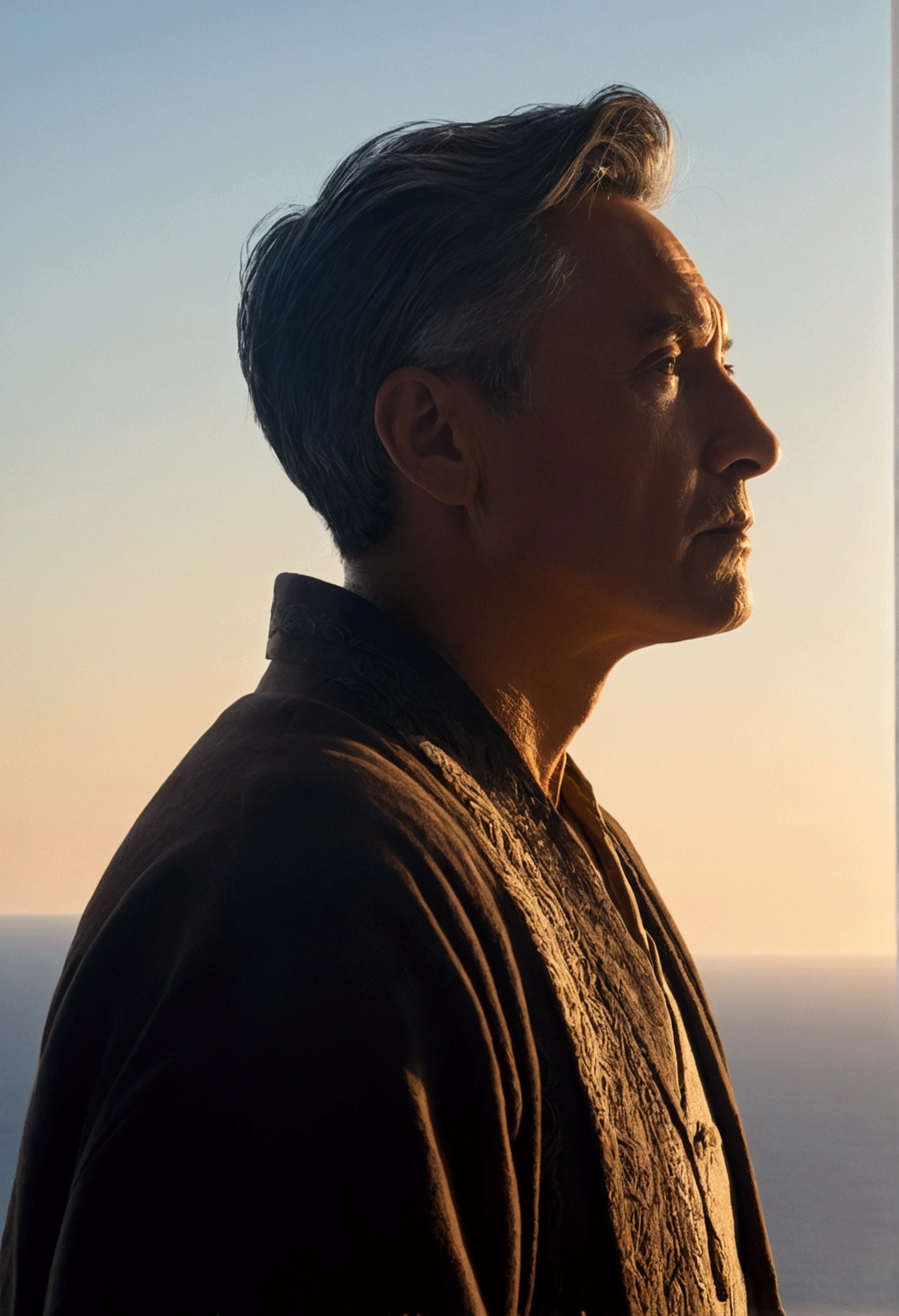 centered character , looking at the horizon